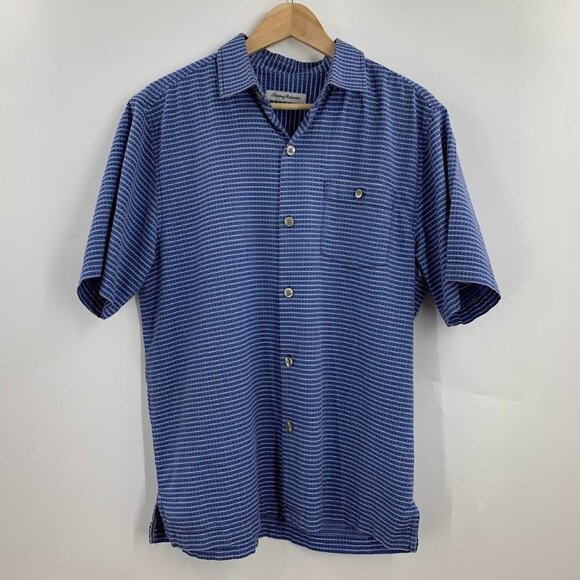 Tommy Bahama Men's Check-In The Tropics Silk Camp Short Sleeve Shirt Size M‎ - Picture 1 of 12